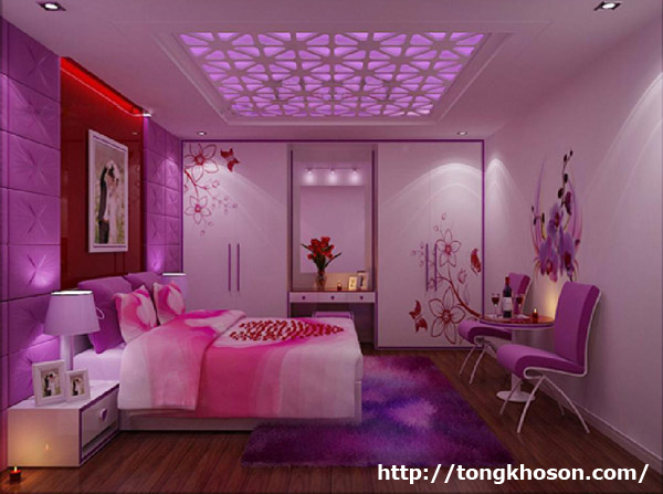 Phòng ngủ vợ chồng đẹp màu tím